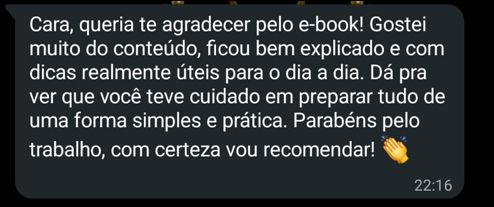 Depoimento de leitor sobre a clareza e utilidade prática do guia
